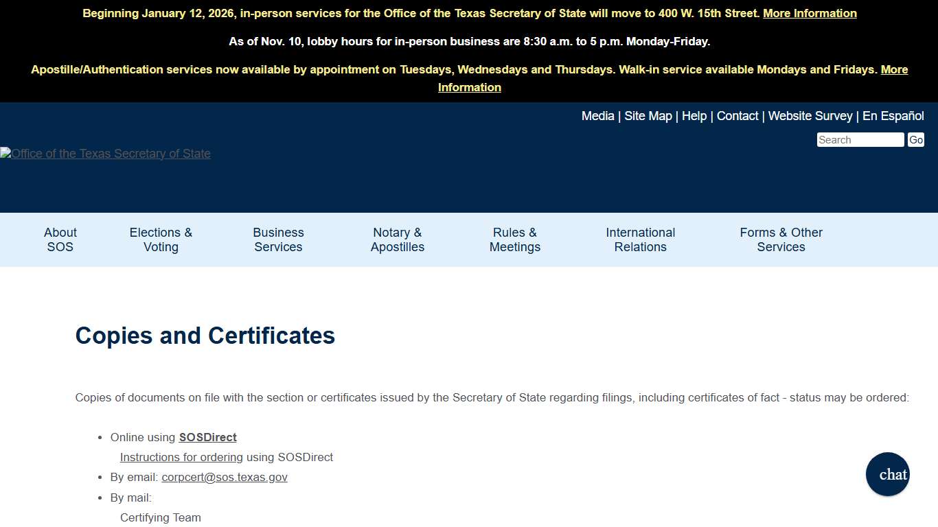 Copies and Certificates