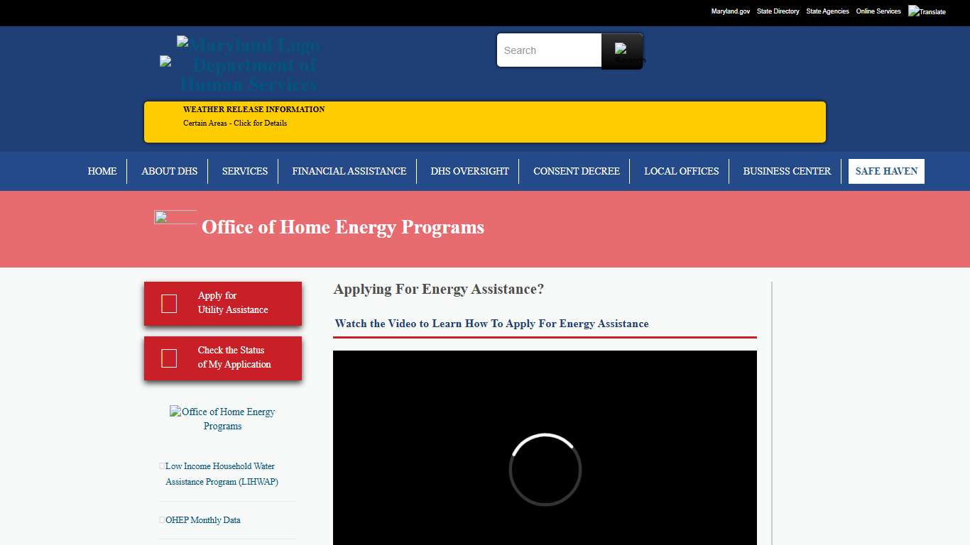 Applying For Energy Assistance? - Maryland Department of Human Services