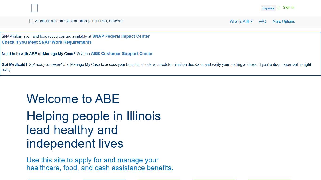 Illinois.gov - IL Application for Benefits Eligibility (ABE) ABE Home Page
